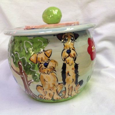 Airedale and Wheaten Terrier Treat Jar