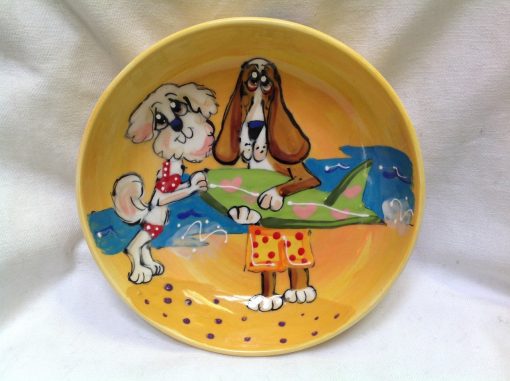 Bichon and Bassett Hound Dog Bowl