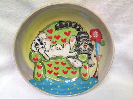 Bichon and Cat Dog Bowl