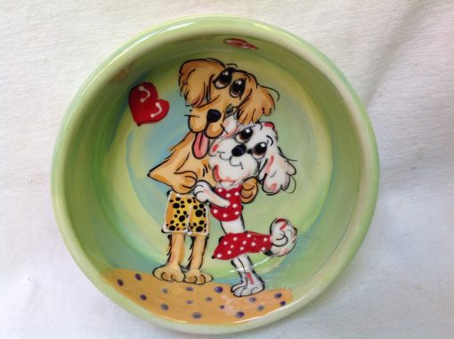 Bichon and Golden Retriever Dog Bowl