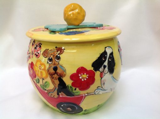 Springer Spaniel and Airedale Terrier Treat Jar
