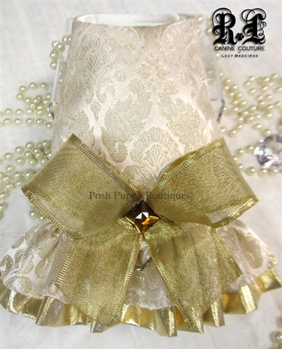 Couture Hanna Gold Dog Harness Dress