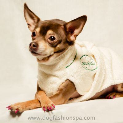 100% cotton dog bathrobe to help dry the dog after bath